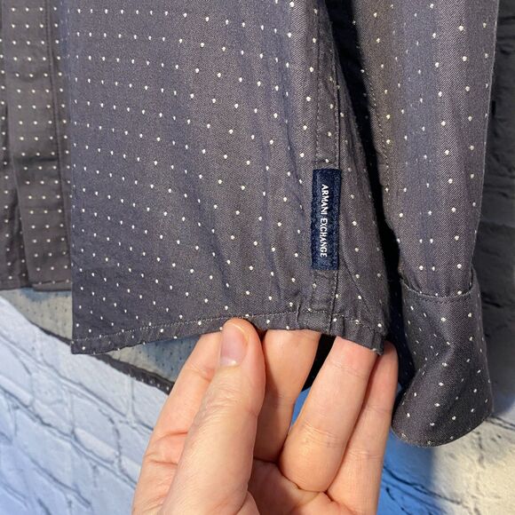 Armani Exchange Men's Regular Fit Long Sleeve Button Up Shirt Size M Dark Gray - Picture 3 of 11